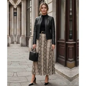 Bergamo Women's Black Cafe Racer Leather Jacket