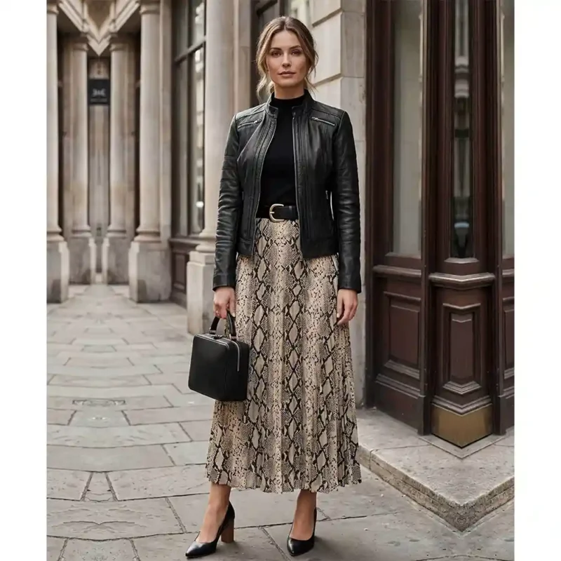 Bergamo Women's Black Cafe Racer Leather Jacket