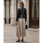 Bergamo Women's Black Cafe Racer Leather Jacket Back Bergamo Women's Black Cafe Racer Leather Jacket Back