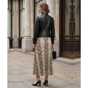 Bergamo Women's Black Cafe Racer Leather Jacket Back