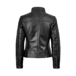 Bergamo Women's Black Cafe Racer Leather Jacket For Sale Bergamo Women's Black Cafe Racer Leather Jacket For Sale