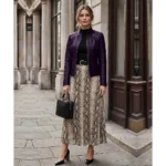 Bergamo Women's Purple Cafe Racer Leather Jacket Bergamo Women's Purple Cafe Racer Leather Jacket