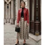 Bergamo Women's Red Cafe Racer Leather Jacket Bergamo Women's Red Cafe Racer Leather Jacket