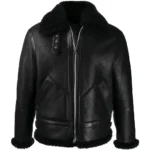 Black Shearling B-3 Bomber Leather Jacket