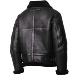 Black Shearling B-3 Bomber Leather Jacket Back