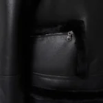 Black With Black Faux Fur Shearling Aviator Leather Jacket Pockets Black With Black Faux Fur Shearling Aviator Leather Jacket Pockets