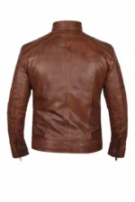 Brown Mens Austin Chocolate Waxed Leather Jacket front Brown Mens Austin Chocolate Waxed Leather Jacket front