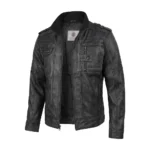 Buy Men's Tavares Distressed Black Biker Leather Jacket