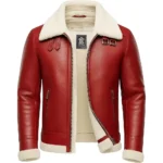 Buy Santa Red White Faux Shearling Jacket