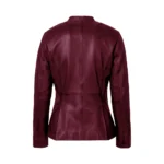 Buy Sherwo Women's Genuine Leather Maroon Blazer