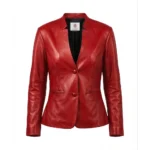 Buy Sherwo Women's Genuine Leather Red Blazer
