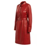 Buy Women Fiorra Genuine Leather Red Long Coat Buy Women Fiorra Genuine Leather Red Long Coat