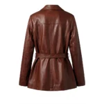 Buy Women Merina Double Breasted Genuine Leather Cognac Blazer For Sale