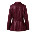 Buy Women Merina Double Breasted Genuine Leather Maroon Blazer For Sale