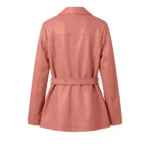 Buy Women Merina Double Breasted Genuine Leather Pink Blazer For Sale