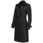 Buy Women's Double Breasted Lambskin Leather Trench Coat