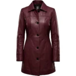 Buy Womens Real Leather Car Maroon Coat Buy Womens Real Leather Car Maroon Coat