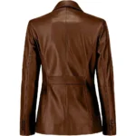 Buy Women's Two Button Real Leather Brown Blazer Jacket