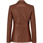 Buy Women's Two Button Real Leather Cognac Blazer Jacket