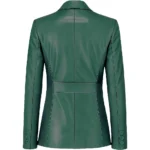 Buy Women's Two Button Real Leather Green Blazer Jacket