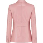 Buy Women's Two Button Real Leather Light Pink Blazer Jacket