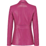 Buy Women's Two Button Real Leather Pink Blazer Jacket