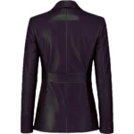 Buy Women's Two Button Real Leather Purple Blazer Jacket