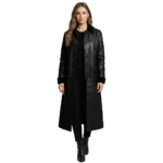 Gunfighter Real Leather Winter Black Trench Coat For Sale