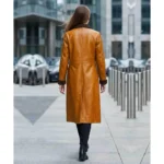 Gunfighter Real Leather Winter Brown Trench Coat For Sale