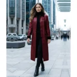 Gunfighter Real Leather Winter Maroon Trench Coat
