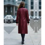 Gunfighter Real Leather Winter Maroon Trench Coat For Sale