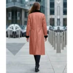 Gunfighter Real Leather Winter Pink Trench Coat For Sale
