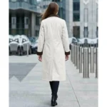Gunfighter Real Leather Winter White Trench Coat For Women