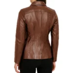 Marsha Shirt Collar Zip Up Genuine Leather Cognac Jacket For Women Marsha Shirt Collar Zip Up Genuine Leather Cognac Jacket For Women