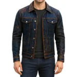 Men Western Real Leather Tracker Jacket