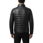 Men's Back Quilted Leather Puffer Jacket Back