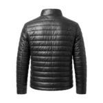 Men's Back Quilted Leather Puffer Jacket For Sale