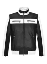Mens Black & White Sebastian Stan Leather Jacket