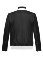Mens Black & White Sebastian Stan Leather Jacket back