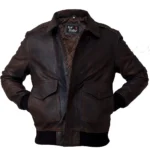 Men’s Brown A2 Aviator WWII Leather Bomber Jacket Front