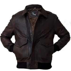 Men’s Brown A2 Aviator WWII Leather Bomber Jacket Front