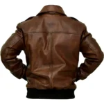 Men's Distressed Brown A-2 Aviator Bomber Leather Jacket Back