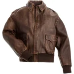 Men's Distressed Brown A-2 Aviator Bomber Leather Jacket Light