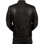 Men’s Distressed Brown Lambskin Leather Cafe Racer Jacket Back