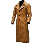 Men’s Distressed Leather Duster Trench Camel Brown Coat For Sale Men’s Distressed Leather Duster Trench Camel Brown Coat For Sale