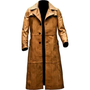 Men’s Distressed Leather Duster Trench Coat