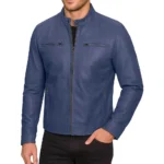Men’s Dodge Blue Genuine Leather Jacket