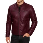 Men’s Dodge Maroon Genuine Leather Jacket