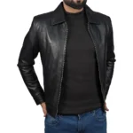 Men's John Wick Black Real Lambskin Leather Bomber Jacket For Sale