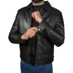 Men's John Wick Black Real Lambskin Leather Bomber Jacket Full